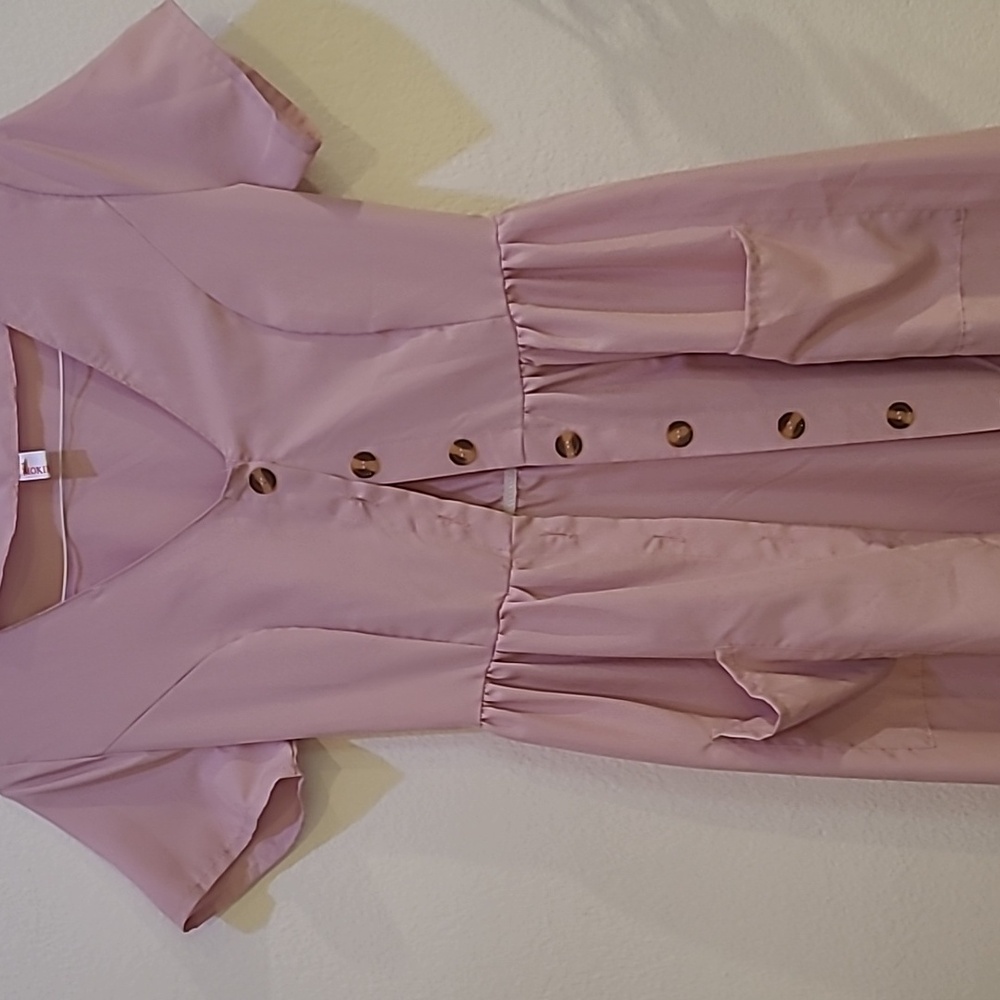 MokingTop, M, Baby Blue Or Pink Button Down Dress With Pockets